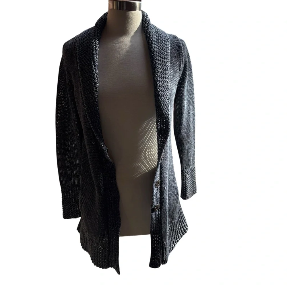Free People Black Grey Cashmere & Merino Wool OversizedCardigan Sweater XS EUC
